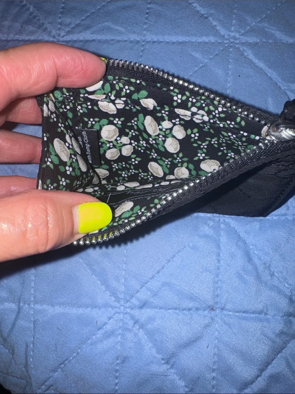 Vera Bradley Black Quilted Key Ring Card Pouch